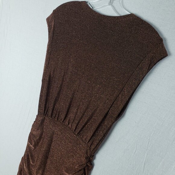EVEREVE Ashlyn Sparkle Cocktail Dress in Bronze Ruched Metallic size XS Party - Picture 10 of 11